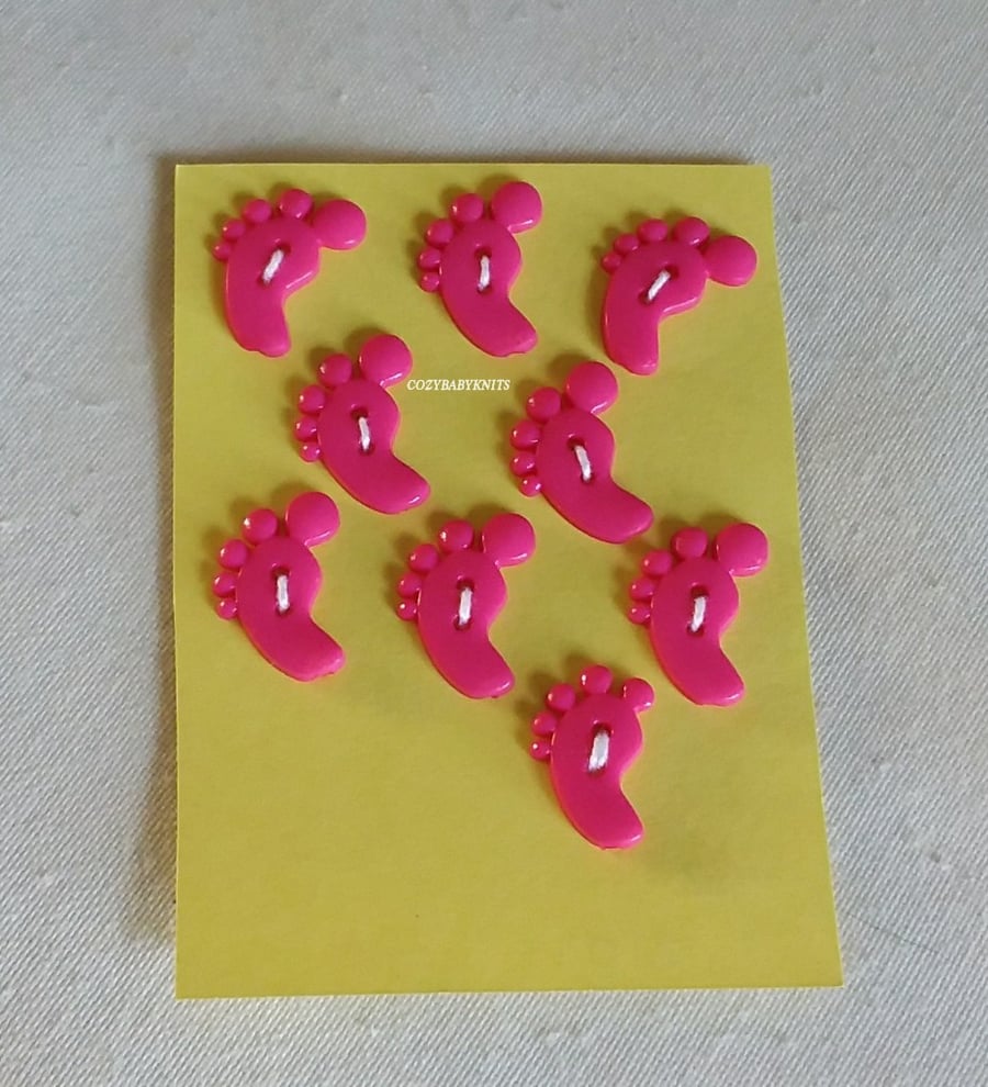 CERISE FEET SHAPED BUTTONS