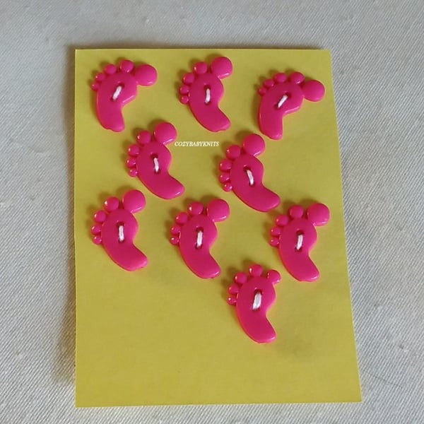 CERISE FEET SHAPED BUTTONS