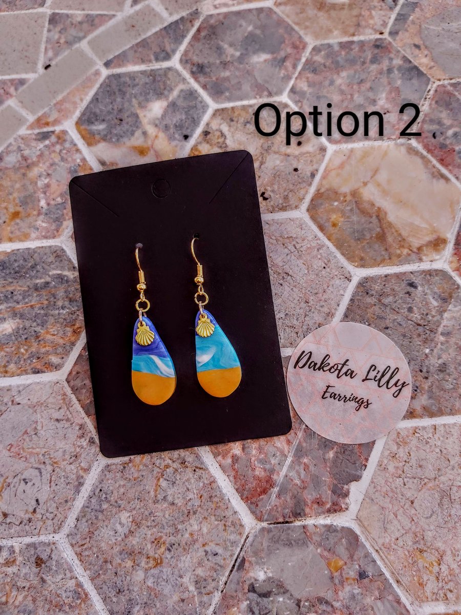 Beach themed polymer clay hook earrings