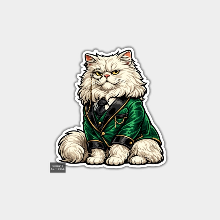 Funny Vinyl Die Cut Sticker For Adults - Dapper Cat WIth Monocle