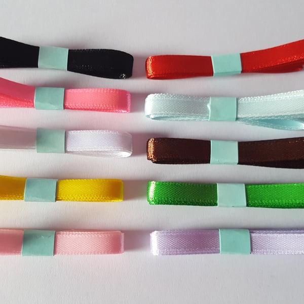 10m Ribbon Bundle Pack - Satin - 6mm - Mixed Colour 