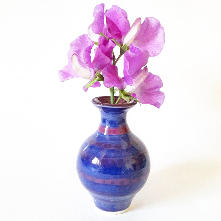 Sold Ceramic Vase in Blue and Purple Glazes