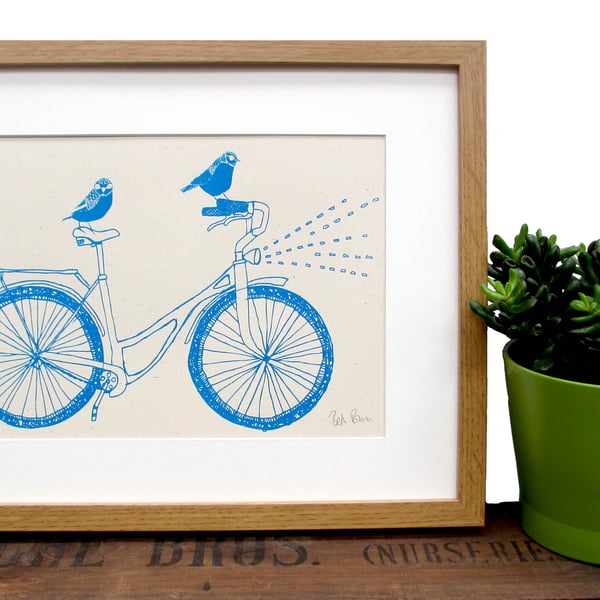  Art print 'Night Ride' A4 Screen printed with eco friendly inks. 
