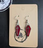 Red Coffin Cross Earrings, Gothic Enamel Drop Earrings, Vampire Aesthetic Jewell - Image 1