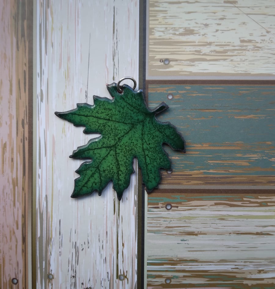 Leaf pendant in enamelled copper 108