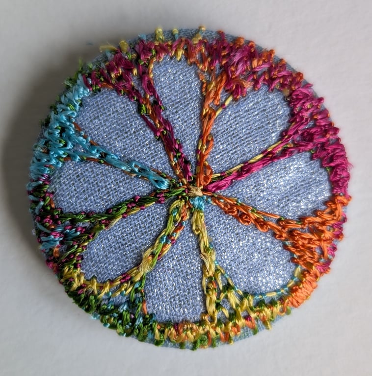 Buttons 1 inch button Hand Dyed Silks and Cottons Free Machine Embroidery Button