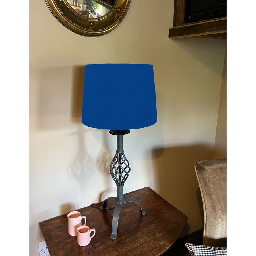 Royal blue cotton french drum lampshade, empire lampshade, bright royal blue 