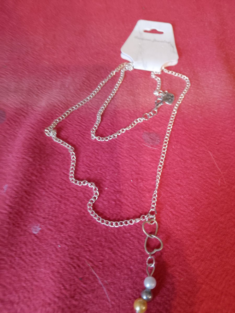 Handmade silver plated necklace with 3 beads.
