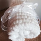 White Baby Blanket, Hand Knitted in a Chunky Pom Pom Wool