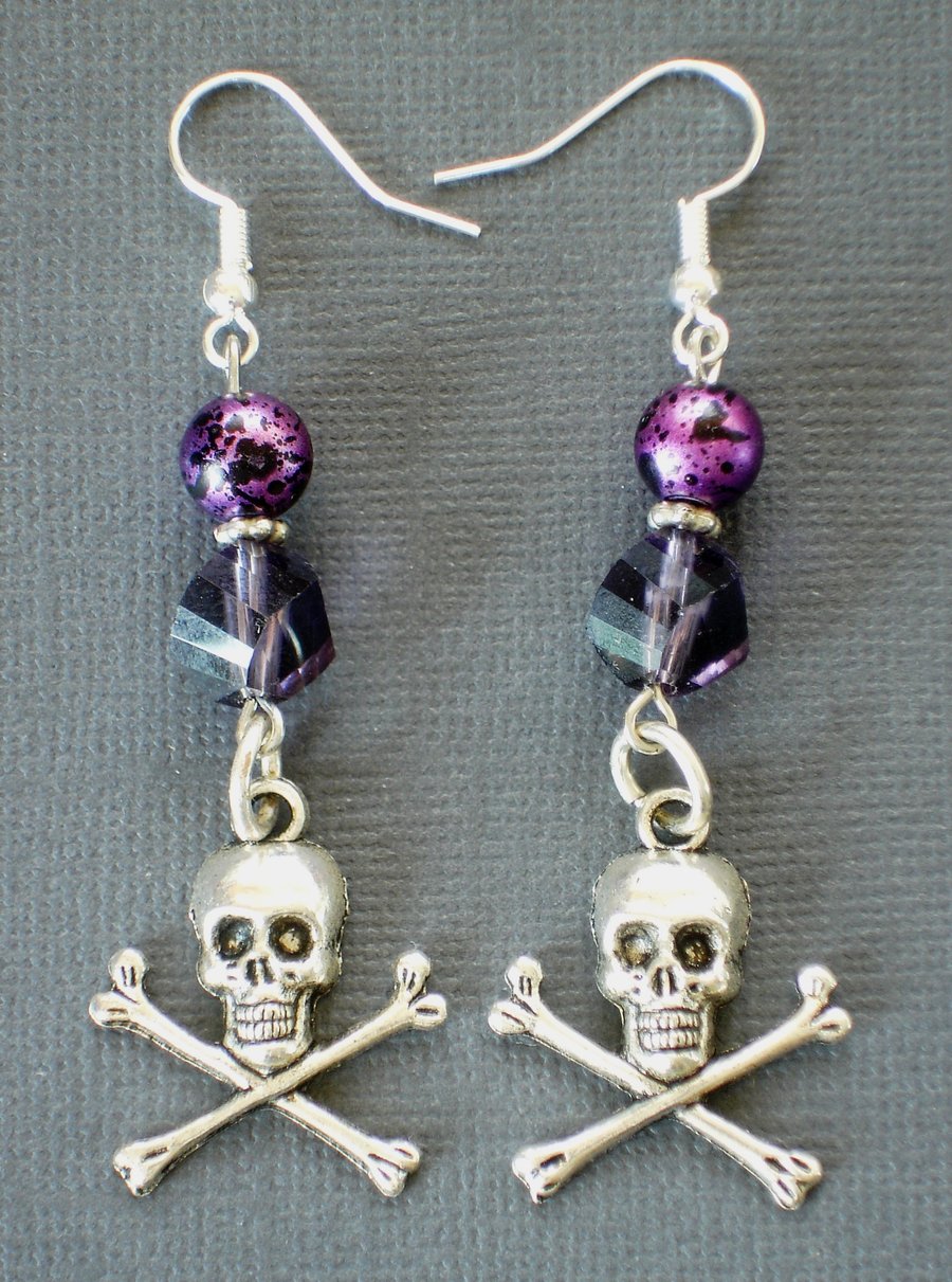 Skull Crossbones Beaded Earrings Folksy