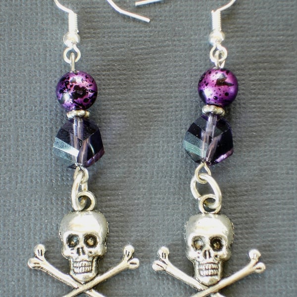 Skull & Crossbones Beaded Earrings
