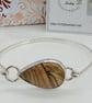 Picture Jasper Oval Cuff Bangle Sterling Silver Hallmarked Gift for her  - Image 2