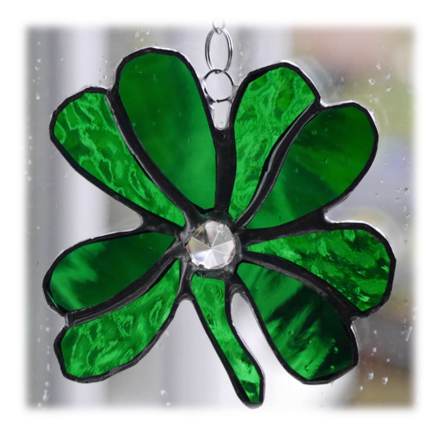  Leaf Clover Leaf Suncatcher Stained Glass Lucky 003