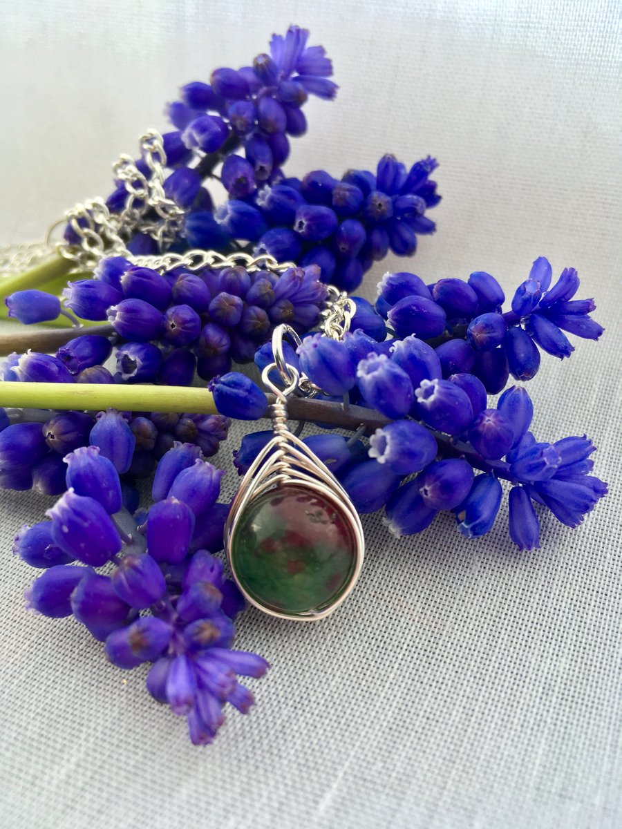 Ruby zoisite pendant