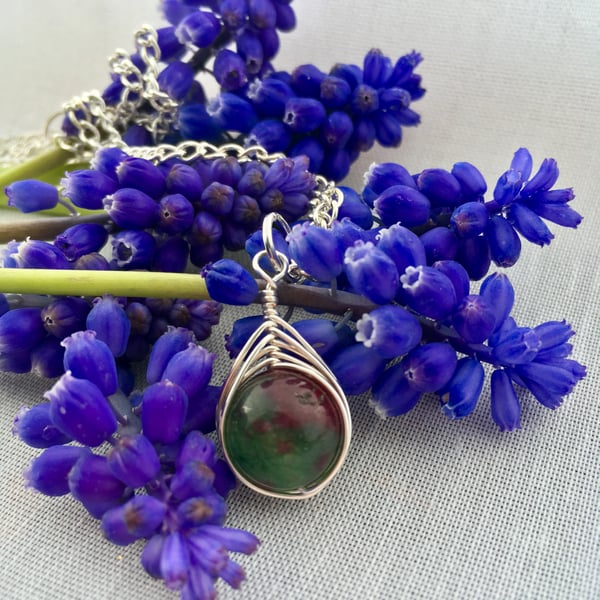 Ruby zoisite pendant