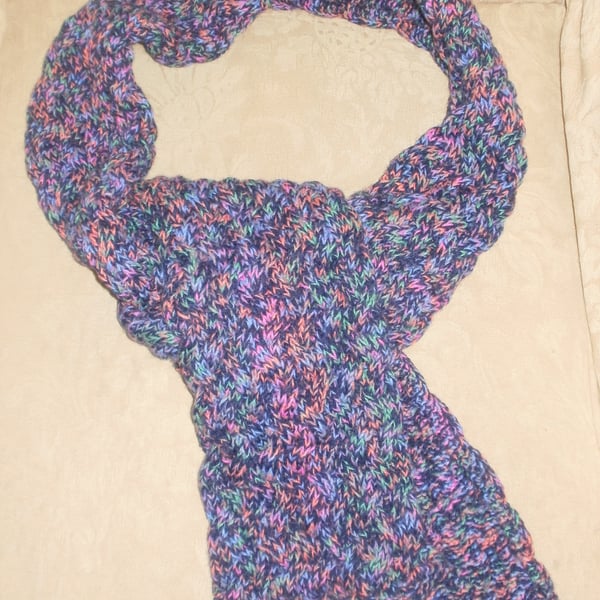 Hand knit honeycomb scarf