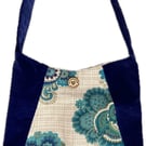 Tote bag made from repurposed vintage fabrics 