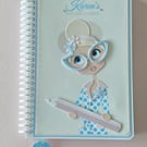 Handmade A5 Premium Journal-Blue Glasses Lady-3D Notebook