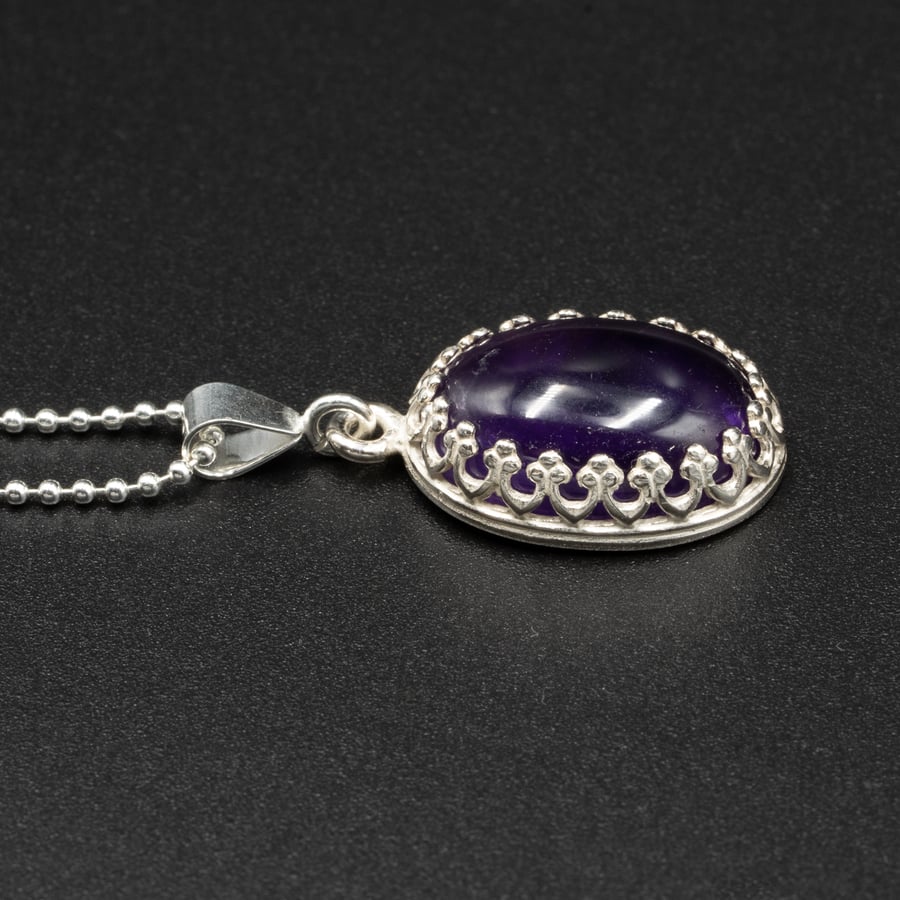  Amethyst and sterling silver pedant necklace, Aquarius gift