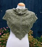 Triangular lace shawl in moss green cotton yarn - design A197 - Image 3