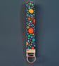 Handmade Colourful Spots Wristlet Keyring - Fabric Keyfob