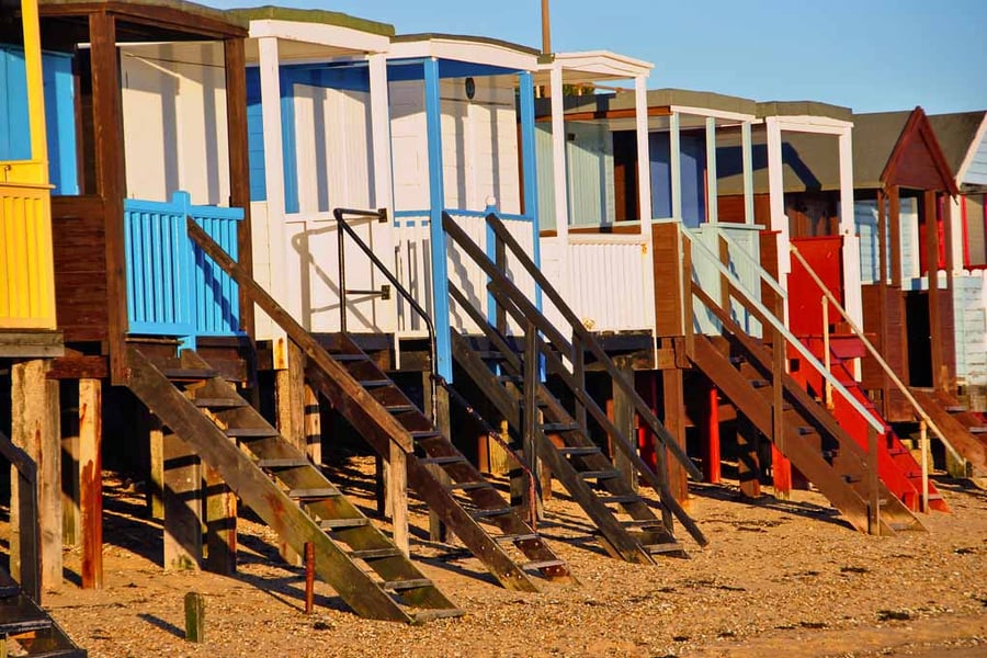Thorpe bay beach huts Essex UK Photograph Print