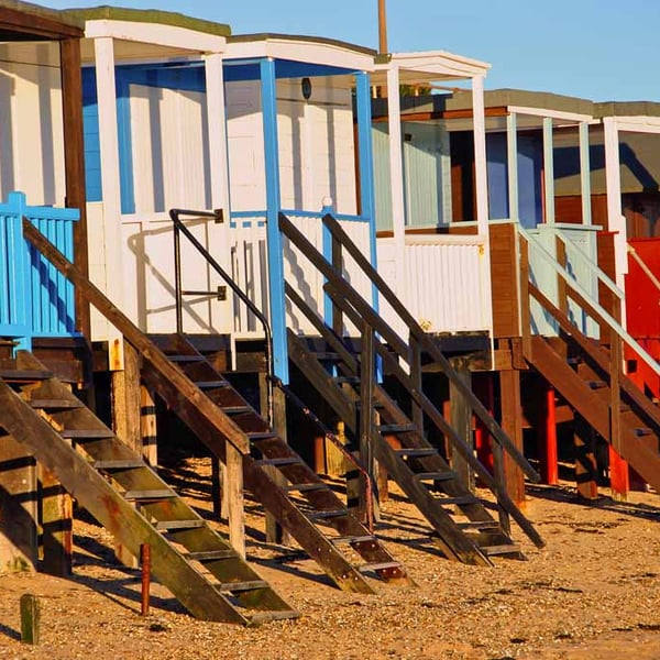 Thorpe bay beach huts Essex UK Photograph Print