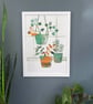 Herbs in the Window, A3 size Handmade Screen Print