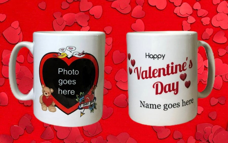 Personalised Valentines Day Mug. Add The Photo And Name. Mugs for Valentines day