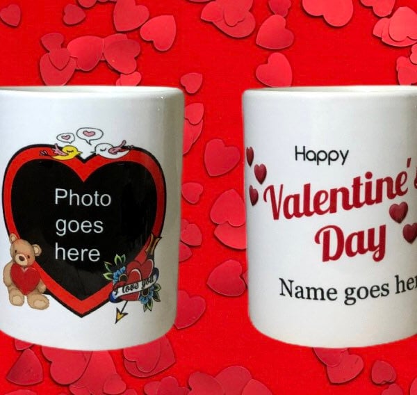 Personalised Valentines Day Mug. Add The Photo And Name. Mugs for Valentines day