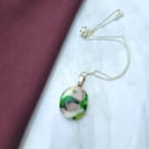 Green and pink glass necklace