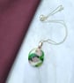 Green and pink glass necklace