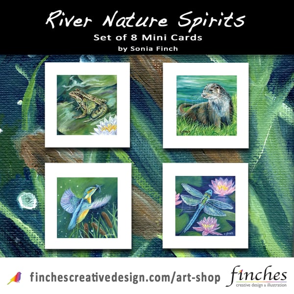 River Nature Spirits Mini Greeting Cards x 8