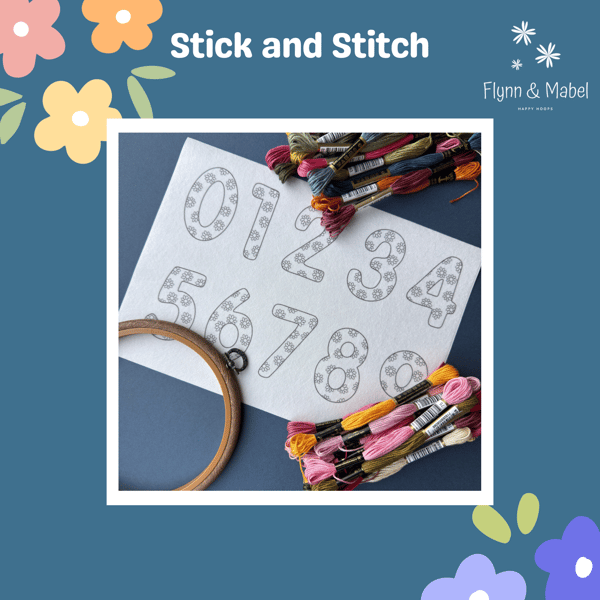 Stick and Stitch Floral Numbers
