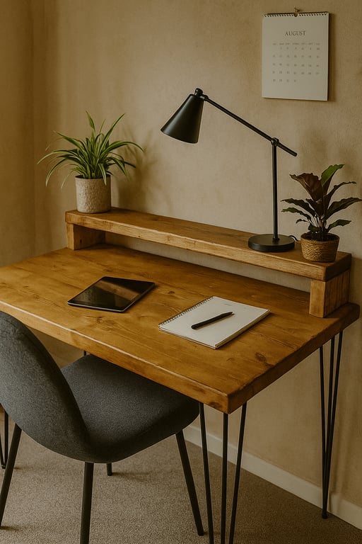 Solid Wooden Desk - Home Office Desk - Gaming Desk FREE MONITOR STAND INCLUDED
