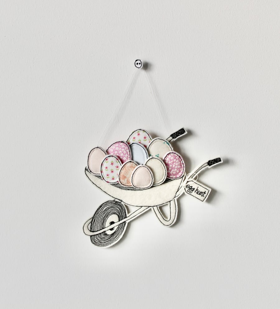 'Egg Hunt' Wheelbarrow Three - Hanging Decoration