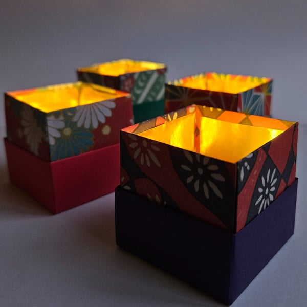 Little Boxes of Light (Origami Flameless Candle Holders, Set of 4)