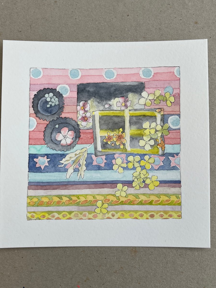 Embroidery shop original watercolour painting 