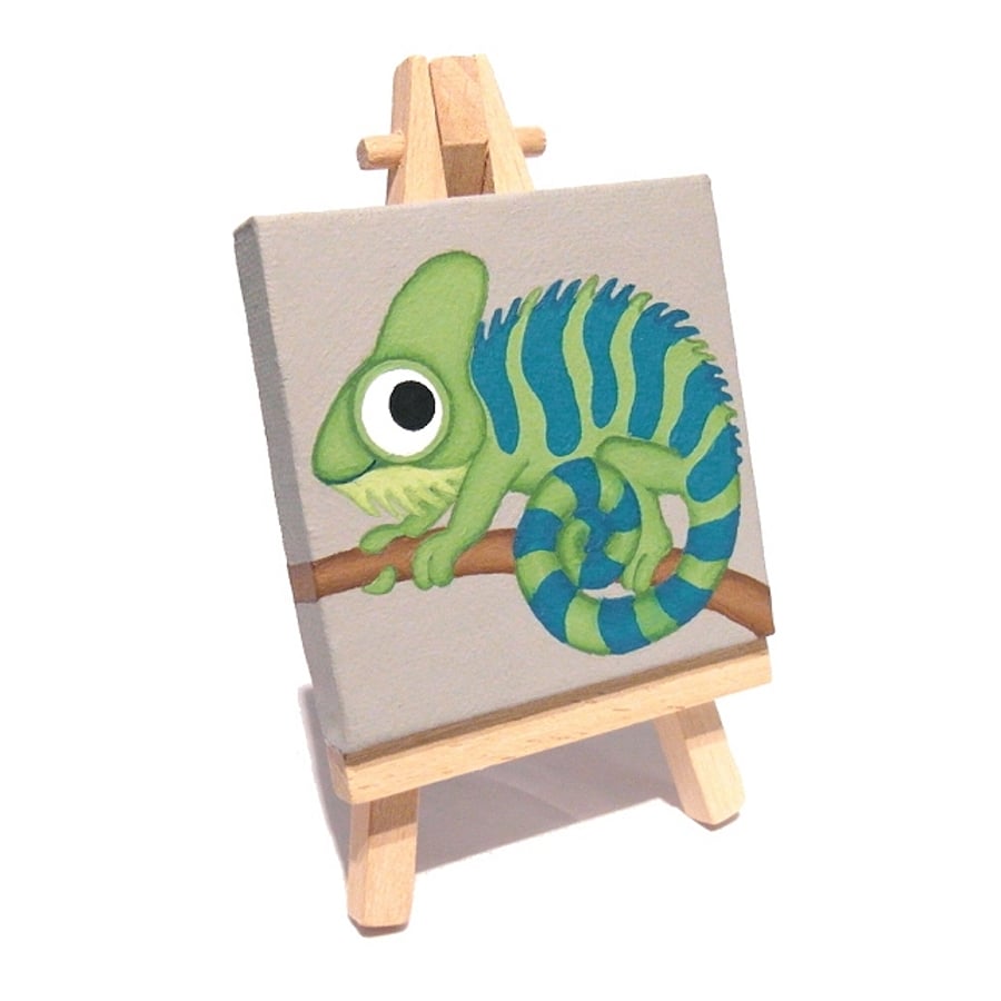 Sold Cute Chameleon Original Mini Painting