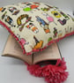 Crazy cats 16" cushion cover with pink bobble trim, free uk delivery.    - Image 5