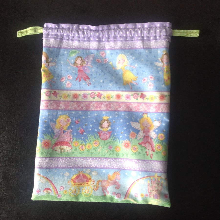 Striped Fairy Drawstring Bag