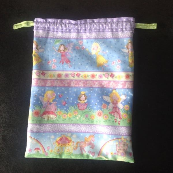 Striped Fairy Drawstring Bag
