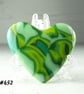 Green Fused Glass Heart with Stand, Handcrafted Glass Art, 5x4.5cm (452)