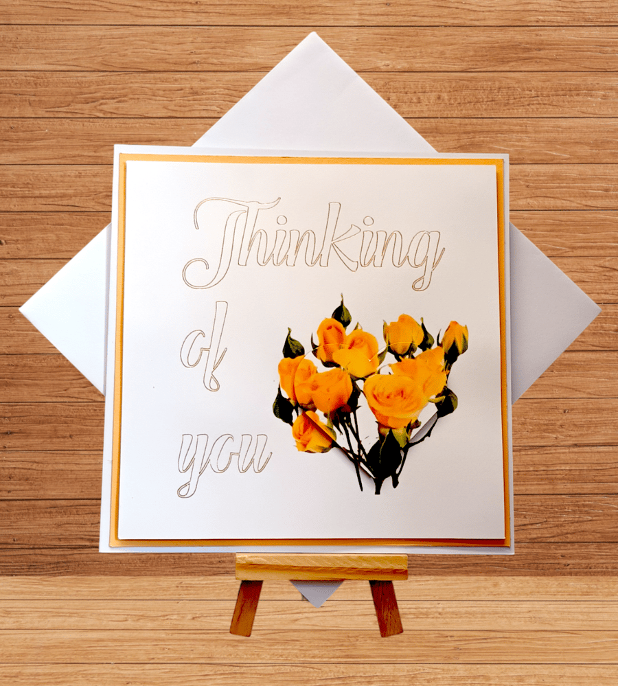 'Thinking of you'  yellow roses sympathy card