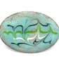 enamel brooch - scrolled blue, green, white over turquoise - Image 4