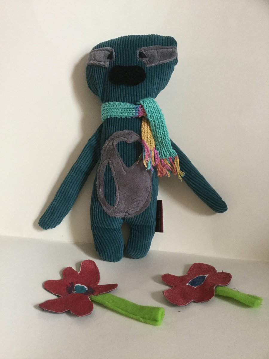 Jade Handmade Plushie Laid back Sloth with knitted scarf, Nursery, Gift