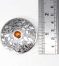 Handmade Sterling Silver Brooch, Leaf Pattern, 8mm Amber Stone, Nature - Image 3