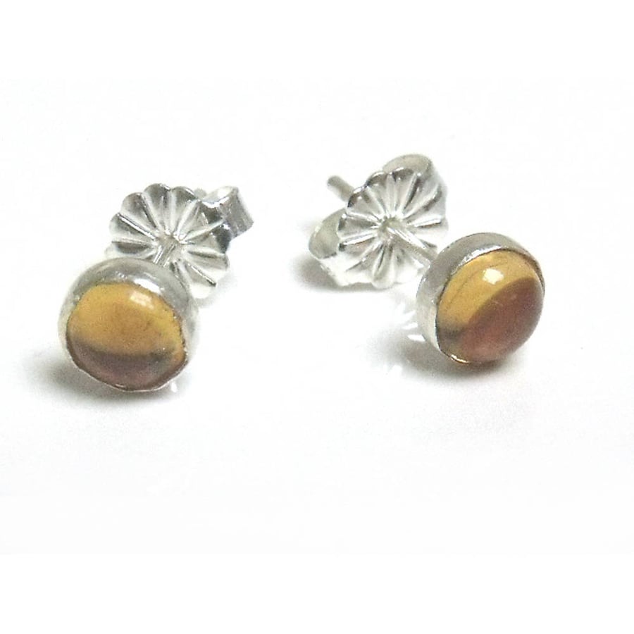 Yellow Citrine Stud Earrings in recycled sterling silver 925