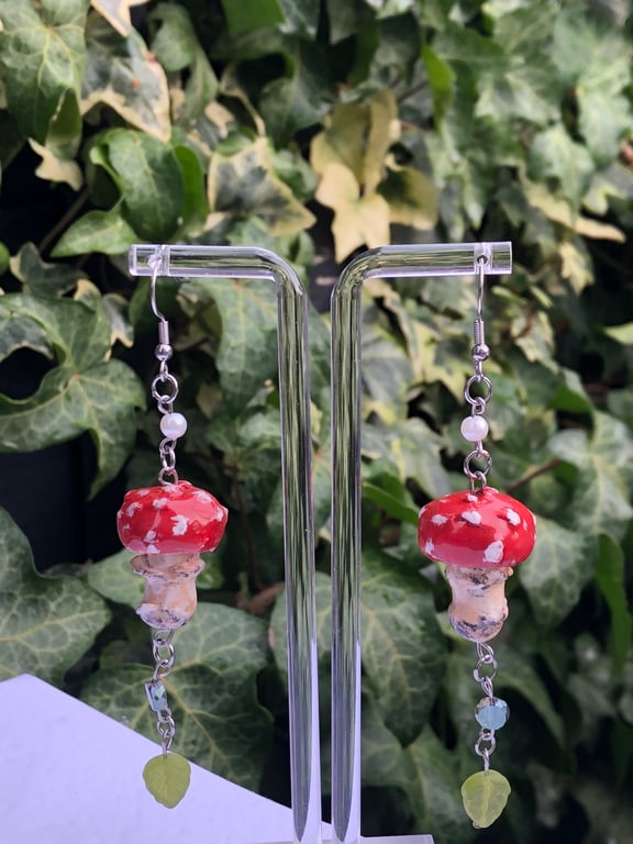 Fairytale Fly Agaric Mushroom Earrings 