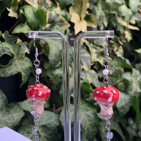 Fairytale Fly Agaric Mushroom Earrings 